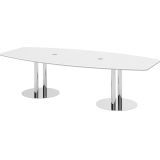 Konferenztisch PROFI mit Säulenfüßen | 280 x 130 cm | Weiß classic/Chrom