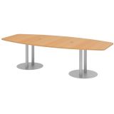 Konferenztisch PROFI mit Säulenfüßen | 280 x 130 cm | Buche/Silber