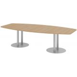 Konferenztisch PROFI mit Säulenfüßen | 280 x 130 cm | Eiche/Silber