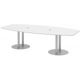Konferenztisch PROFI mit Säulenfüßen | 280 x 130 cm | Weiß classic/Silber