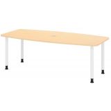 Konferenztisch PROFI mit Rundfüßen | 220 x 103 cm | Ahorn/Weiss