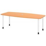 Konferenztisch PROFI mit Rundfüßen | 220 x 103 cm | Buche/Weiss
