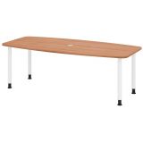Konferenztisch PROFI mit Rundf��en | 220 x 103 cm | Nussbaum hell/Weiss 