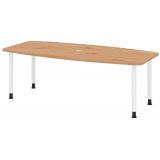 Konferenztisch PROFI mit Rundfüßen | 220 x 103 cm | Eiche Rustikal/Weiss
