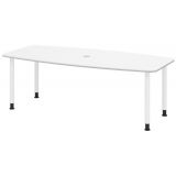 Konferenztisch PROFI mit Rundfüßen | 220 x 103 cm | Weiß classic/Weiss
