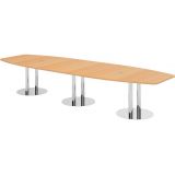 Konferenztisch PROFI mit Säulenfüßen | 400 x 130 cm | Buche/Chrom