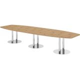Konferenztisch PROFI mit Säulenfüßen | 400 x 130 cm | Eiche Rustikal/Chrom