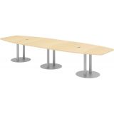 Konferenztisch PROFI mit Säulenfüßen | 400 x 130 cm | Ahorn/Silber