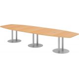 Konferenztisch PROFI mit Säulenfüßen | 400 x 130 cm | Buche/Silber