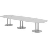 Konferenztisch PROFI mit S�ulenf��en | 400 x 130 cm | Lichtgrau/Silber 