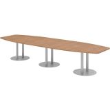 Konferenztisch PROFI mit Säulenfüßen | 400 x 130 cm | Nussbaum hell/Silber