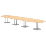 Konferenztisch PROFI mit Säulenfüßen | 520 x 130 cm | Ahorn/Silber