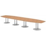 Konferenztisch PROFI mit Säulenfüßen | 520 x 130 cm | Eiche Rustikal/Silber