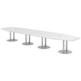 Konferenztisch PROFI mit Säulenfüßen | 520 x 130 cm | Weiß classic/Silber