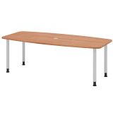 Konferenztisch PROFI One | 220 x 103/83 cm | Nussbaum hell/Silber