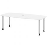 Konferenztisch PROFI One | 220 x 103/83 cm | Weiß classic/Silber