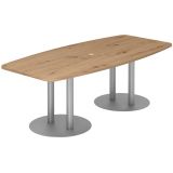 Konferenztisch PROFI mit S�ulenf��en | 220 x 103 cm | Eiche Rustikal/Silber 