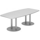 Konferenztisch PROFI mit S�ulenf��en | 220 x 103 cm | Weiss classic/Silber