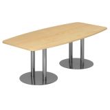 Konferenztisch PROFI mit Säulenfüßen | 220 x 103 cm | Ahorn/Chrom