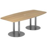 Konferenztisch PROFI mit Säulenfüßen | 220 x 103 cm | Eiche/Chrom