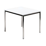 Konferenztisch SOLID | 80 x 80 cm | Gestell chrom | Platte Weiß classic