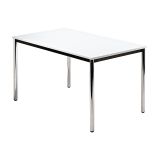 Konferenztisch SOLID | 120 x 80 cm | Gestell chrom | Platte Weiß classic