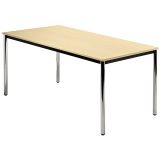 Konferenztisch SOLID | 160 x 80 cm | Gestell chrom | Platte Ahorn