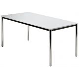 Konferenztisch SOLID | 160 x 80 cm | Gestell chrom | Platte Lichtgrau