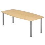 Konferenztisch PROFI mit Rundf��en | 220 x 103 cm | Ahorn/Chrom 