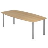 Konferenztisch PROFI mit Rundfüßen | 220 x 103 cm | Eiche/Chrom