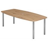 Konferenztisch PROFI mit Rundfüßen | 220 x 103 cm | Eiche Rustikal/Chrom