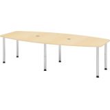 Konferenztisch PROFI mit Rundf��en | 280 x 130 cm | Ahorn/Chrom