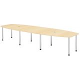 Konferenztisch PROFI mit Rundfüßen | 400 x 130 cm | Ahorn/Chrom