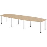 Konferenztisch PROFI mit Rundfüßen | 400 x 130 cm | Eiche/Chrom