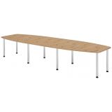 Konferenztisch PROFI mit Rundfüßen | 400 x 130 cm | Eiche Rustikal/Chrom