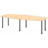 Konferenztisch PROFI mit Rundf��en | 280 x 130 cm | Ahorn/Graphit 