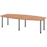 Konferenztisch PROFI mit Rundfüßen | 280 x 130 cm | Nussbaum hell/Graphit
