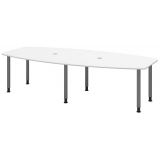 Konferenztisch PROFI mit Rundfüßen | 280 x 130 cm | Weiss/Graphit