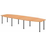 Konferenztisch PROFI mit Rundf��en | 400 x 130 cm | Buche/Graphit