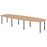 Konferenztisch PROFI mit Rundfüßen | 400 x 130 cm | Eiche/Graphit