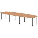Konferenztisch PROFI mit Rundfüßen | 400 x 130 cm | Eiche Rustikal/Graphit
