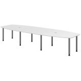 Konferenztisch PROFI mit Rundfüßen | 400 x 130 cm | Weiß classic/Graphit