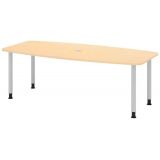 Konferenztisch PROFI mit Rundfüßen | 220 x 103 cm | Ahorn/Silber