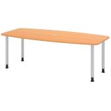 Konferenztisch PROFI mit Rundfüßen | 220 x 103 cm | Buche/Silber