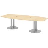 Konferenztisch PROFI mit Säulenfüßen | 280 x 130 cm | Ahorn/Silber