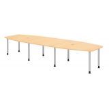 Konferenztisch PROFI mit Rundf��en | 400 x 130 cm | Ahorn/Silber