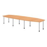 Konferenztisch PROFI mit Rundf��en | 400 x 130 cm | Buche/Silber
