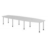 Konferenztisch PROFI mit Rundf��en | 400 x 130 cm | Lichtgrau/Silber 