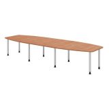 Konferenztisch PROFI mit Rundf��en | 400 x 130 cm | Nussbaum hell/Silber