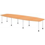 Konferenztisch PROFI mit Rundf��en | 400 x 130 cm | Buche/Wei�